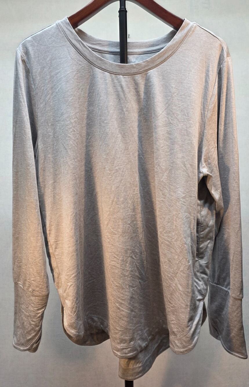 Athleta Uptempo Long Sleeve Top Grey Heather 1X Activewear Athleisure Thumbholes